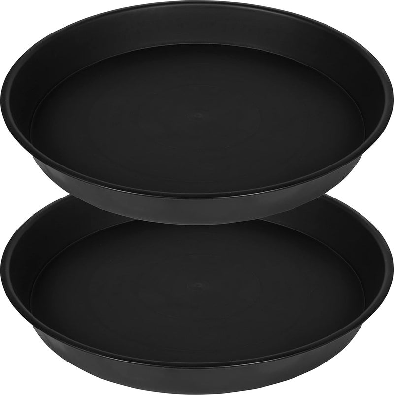 Bleuhome 2 Pack of 18 19 inch Plant Saucer (16.6 Inch Base), 2.7" Depth Tray, Large Deep Garden Plastic Flower Trays for Indoors Outdoor, Tray for Planter 15-19" (19", Black) - Image 1